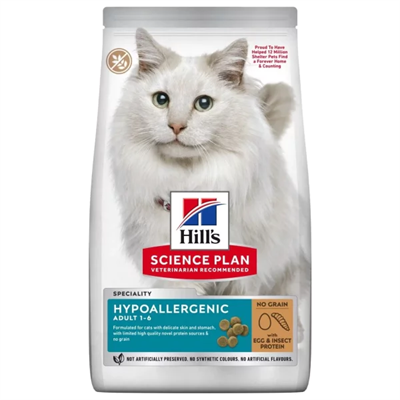 Hills SCIENCE PLAN Hypo-Allergenic Yumurta ve Böcek Proteinli Tahılsız Yetişkin Kedi Maması 7kg