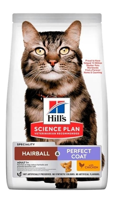 Hills SCIENCE PLAN Hairball Perfect Coat Tüy Yumağı Önleyici Tavuklu Yetişkin Kedi Maması 1,5kg
