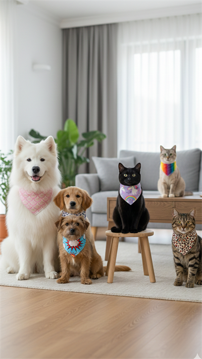 Kedi ve Köpek Karışık Fular Tasma