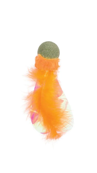 M-Pets Catnipli Tüylü Top Kedi Oyuncağı 13cm (Turuncu)