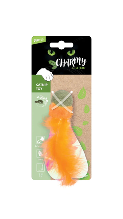 M-Pets Catnipli Tüylü Top Kedi Oyuncağı 13cm (Turuncu)
