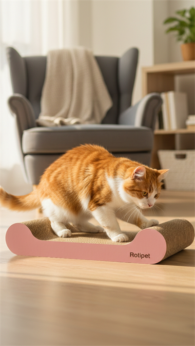 Merry Kıvrımlı Karton Kedi Tırmalama Ünitesi (44 x 21 x 8 cm)