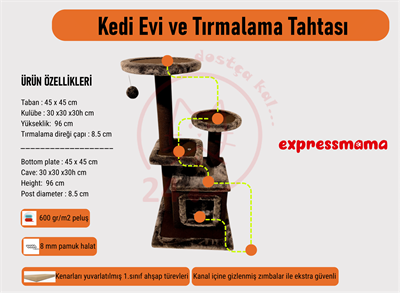 Expressmama Kedi Tırmalama Tahtası ve Kedi Evi
