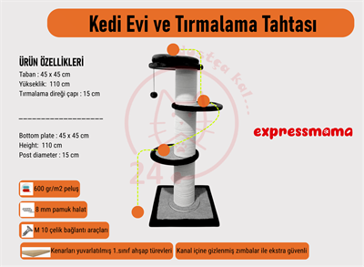 Expressmama Kedi Tırmalama Tahtası ve Kedi Evi