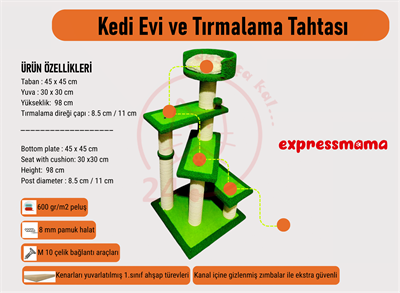 Expressmama Kedi Tırmalama Tahtası ve Kedi Evi