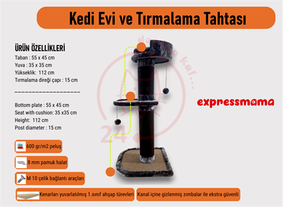 Expressmama Kedi Tırmalama Tahtası ve Kedi Evi