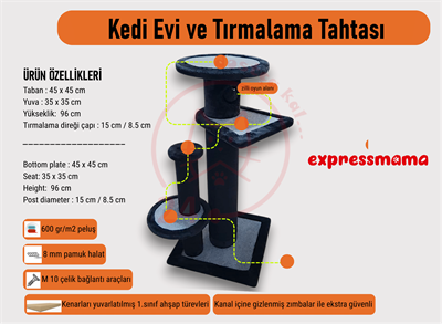 Expressmama Kedi Tırmalama Tahtası ve Kedi Evi
