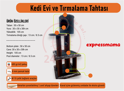 Expressmama Kedi Tırmalama Tahtası ve Kedi Evi
