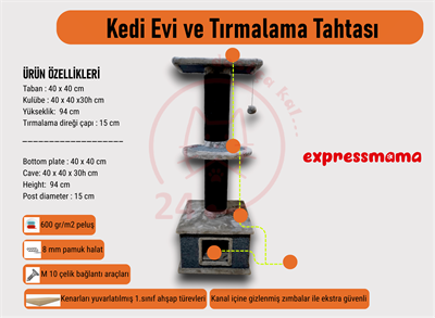 Expressmama Kedi Tırmalama Tahtası ve Kedi Evi