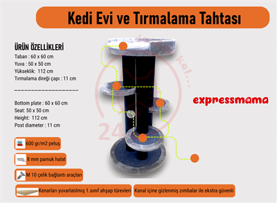 Expressmama Kedi Tırmalama Tahtası ve Kedi Evi