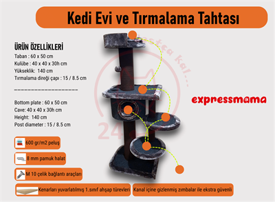Expressmama Kedi Tırmalama Tahtası ve Kedi Evi