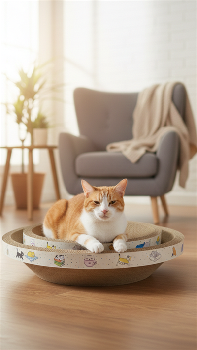 Moon S Karton Kedi Tırmalama Yuvarlak Kedi Yatağı 35 cm × 8 cm