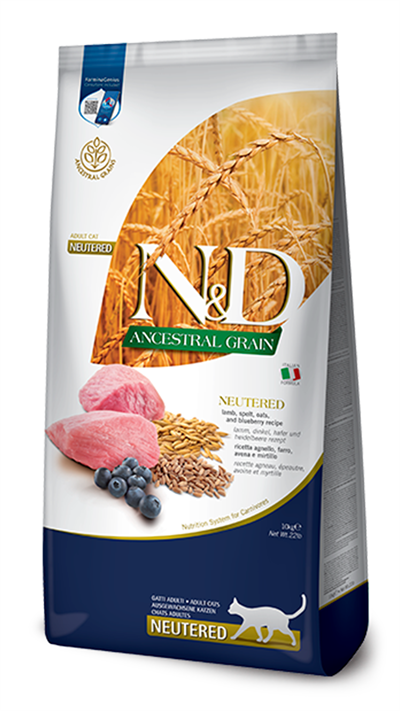 N&D Ancestral Grain Kuzu Etli ve Yaban Mersinli Ata Tahıllı Kısırlaştırılmış Kedi Maması 10kg