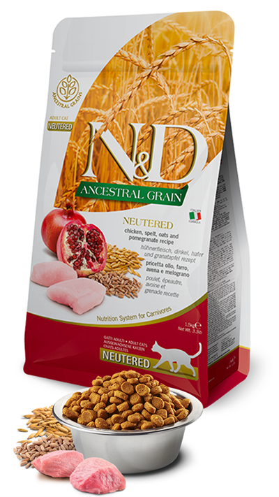 N&D Ancestral Grain Tavuklu ve Narlı Ata Tahıllı Kısırlaştırılmış Kedi Maması 10kg