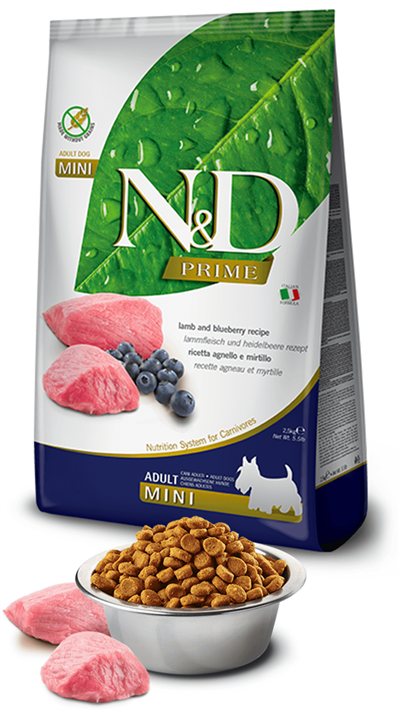 N&D Prime Kuzu Etli ve Yaban Mersinli Küçük Irk Tahılsız Yetişkin Köpek Maması 7kg