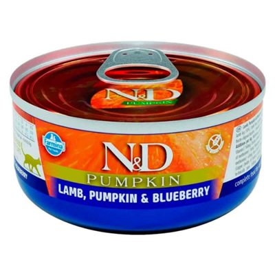N&D Pumpkin Tahılsız Kuzu&Yaban Mersini&Balkabağı 70gr Yaş Kedi Konservesi