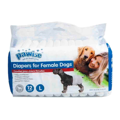 Pawise Dişi Köpek L Çiş Bezi Bebek Bezi Bel 36-52cm 14-20.5 İnç 12li Beyaz