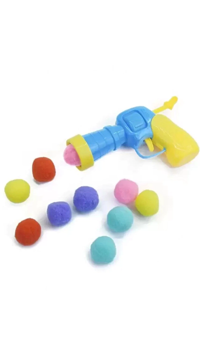 Peluş Top Atan Tabanca Kedi Oyuncağı 14cm (Karışık Renkli)