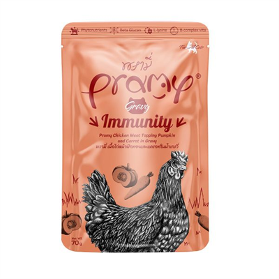 Pramy Immunity Sos İçinde Tavuk Etli Bal Kabaklı ve Havuçlu Kedi Konservesi 70gr