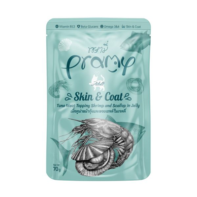 Pramy Skin Coat Jöle İçinde Karidesli Deniz Taraklı ve Ton Balıklı Kedi Konservesi 70gr