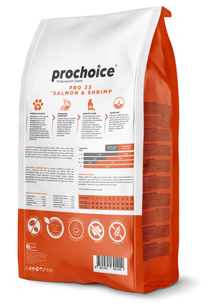 ProChoice Pro 33 HypoAllergenic Somonlu ve Karidesli Düşük Tahıllı Kısırlaştırılmış Kedi Maması 15 kg