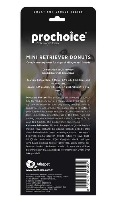 ProChoice Köpekler İçin Tahılsız Donut Köpek Ödül Kemiği 9cm (3lü)