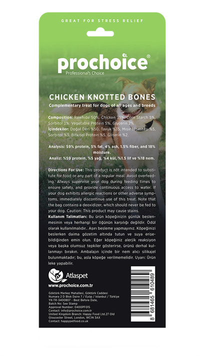 ProChoice Köpekler İçin Tavuklu Tahılsız Düğümlü Köpek Ödül Kemiği (7li)