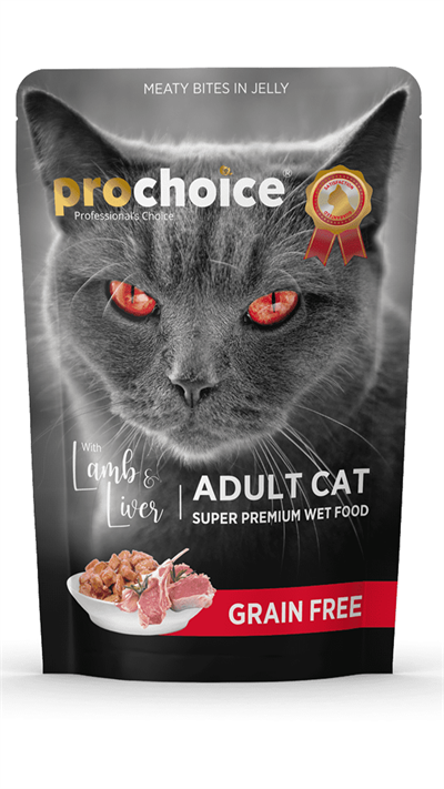 Prochoice Pouch Jöle İçinde Kuzulu ve Ciğerli Tahılsız Yetişkin Kedi Konservesi 85 Gr