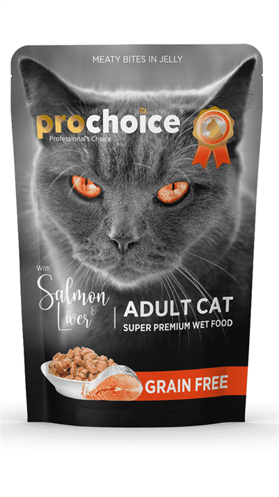 Prochoice Pouch Jöle İçinde Somonlu ve Ciğerli Tahılsız Yetişkin Kedi Konservesi 85 Gr