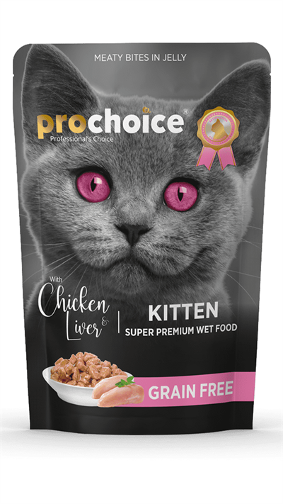 Prochoice Pouch Jöle İçinde Tavuklu ve Ciğerli Tahılsız Yavru Kedi Konservesi 85 Gr
