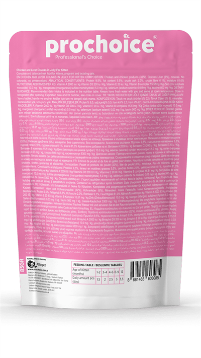 Prochoice Pouch Jöle İçinde Tavuklu ve Ciğerli Tahılsız Yavru Kedi Konservesi 85 Gr