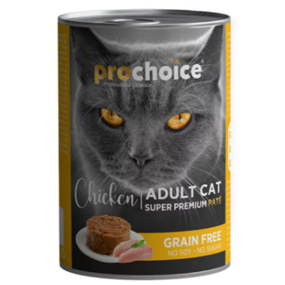 ProChoice Tavuk Etli Şekersiz Tahılsız Ezme Yetişkin Kedi Konservesi 400 gr