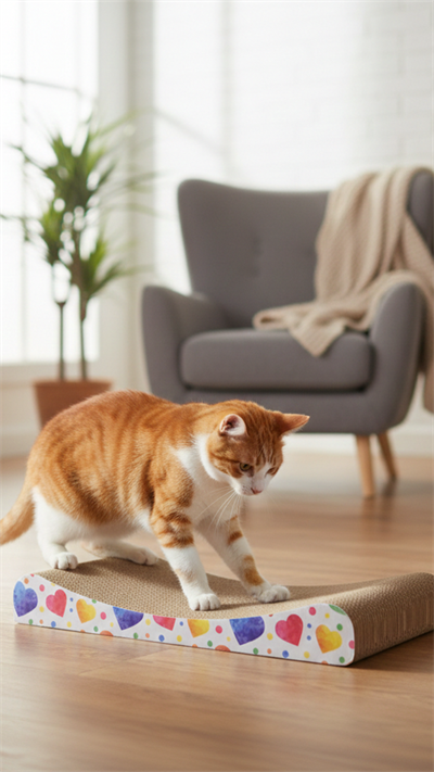 Puff Eğlenceli ve Ergonomik Karton Kedi Tırmalama Ünitesi 43,5 x 21 x 6 cm