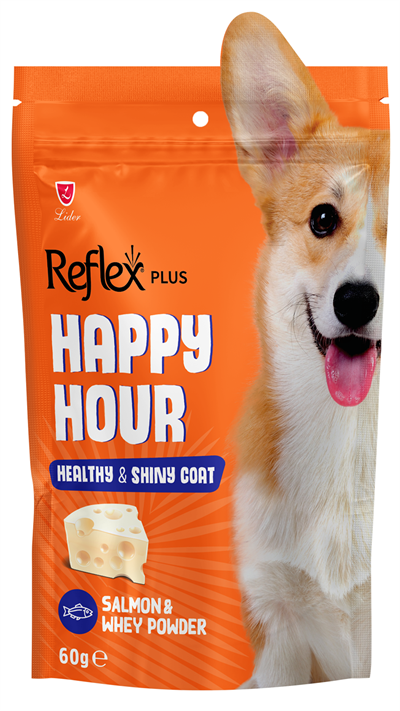 Reflex Plus Happy Hour Sağlıklı ve Parlak Tüyler İçin Destekleyici Köpek Ödül Maması 60gr