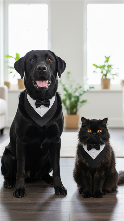 Kedi ve Köpek Siyah Smokin Tasma