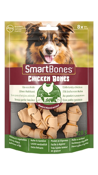 Smart Bones Tavuklu Mini Düğüm Köpek Ödül Kemiği 8'li 128Gr