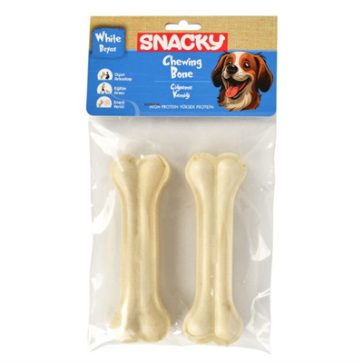 Snacky Beyaz Köpekler İçin Çiğneme Kemiği 13cm (2li)
