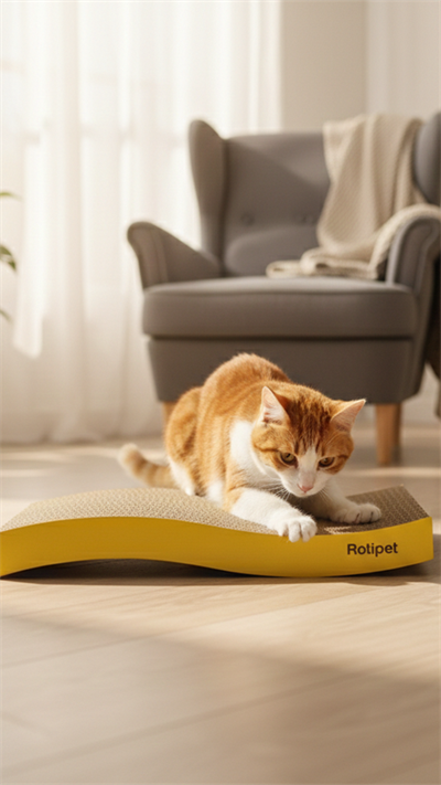 Tricky S Kıvrımlı Karton Kedi Tırmalama Ünitesi (44 x 21 x 5,5 cm)