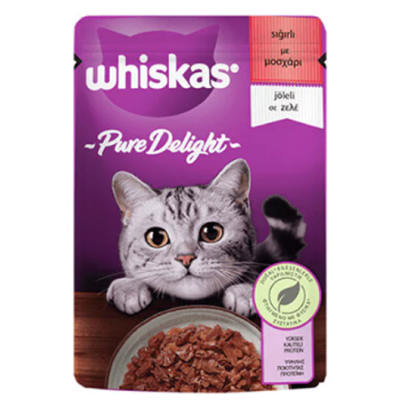 Whiskas Pouch Pure Delight Jöle İçinde Sığır Etli Yetişkin Kedi Konservesi 85 Gr