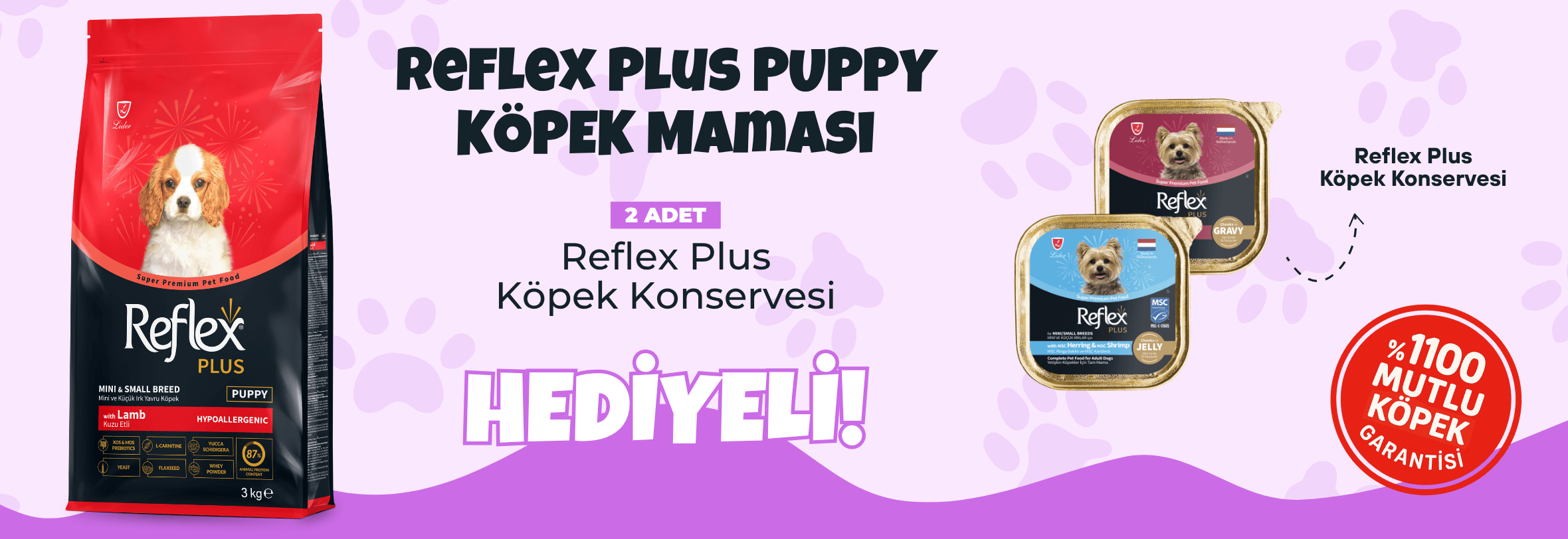 Reflex Plus köpek ırk mama çeşitlerinde 1,5kg Hediyeler
