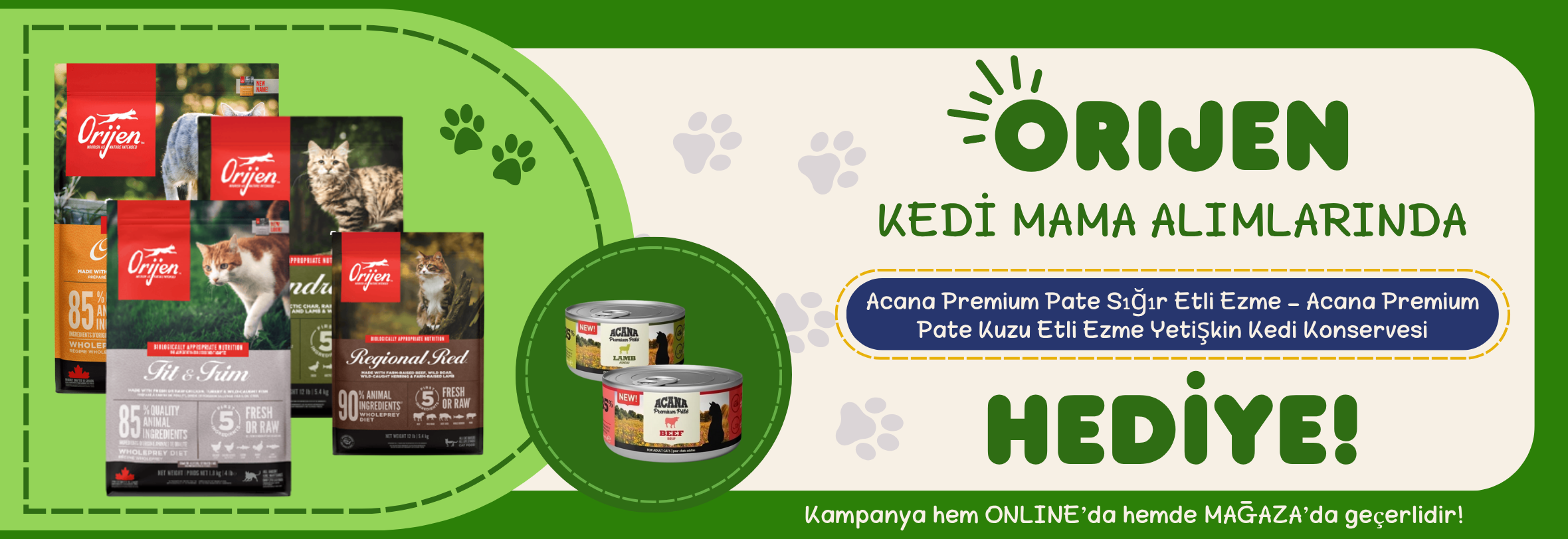 Orijen kedi mamaları ve hediyeleri