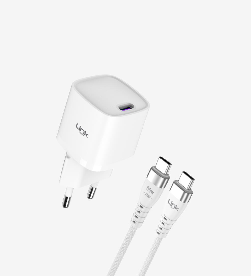 G842 Premium Tip-C Kablolu Mini 20W USB-C Süper SI GaN Şarj Adaptörü