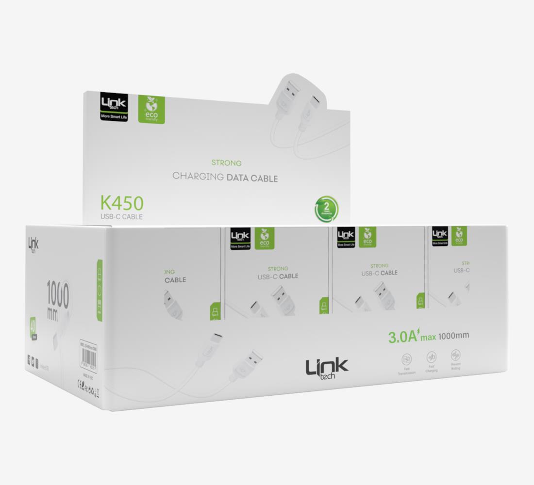K450 Strong 1M 3A USB-A → Tip-C Çevre Dostu Şarj Kablosu