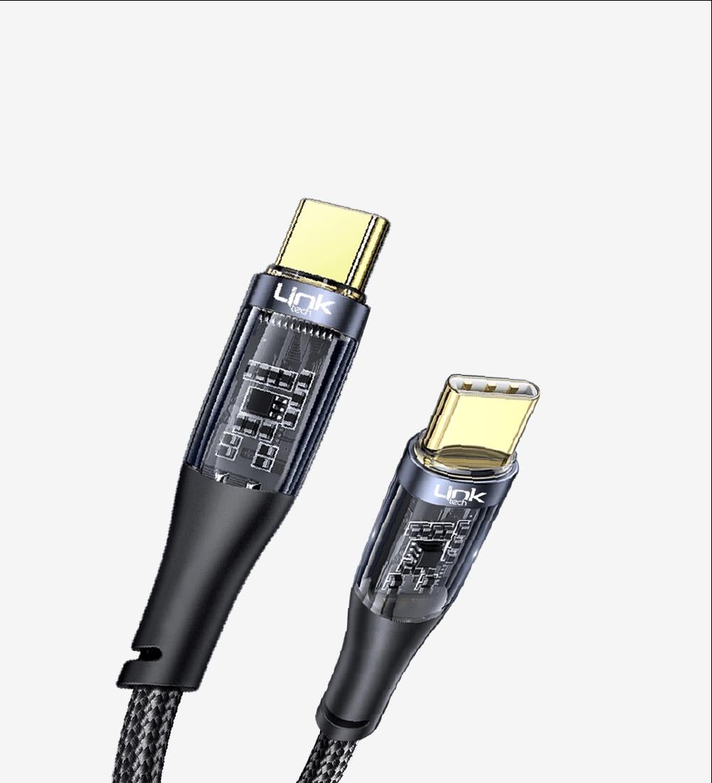 K670 Şeffaf 130cm 100W Tip-C → Tip-C Data Kablosu