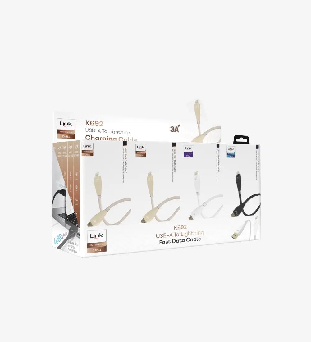 K692 Safe 1200mm USB-A → Lightning Şarj Kablosu 20'li Paket