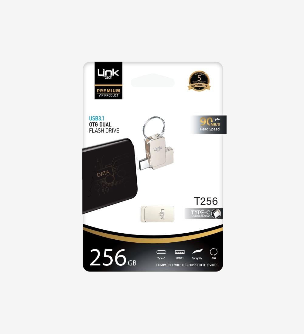 T256 Premium Dual 90mb/s 256GB Tip-C USB OTG Flash Bellek