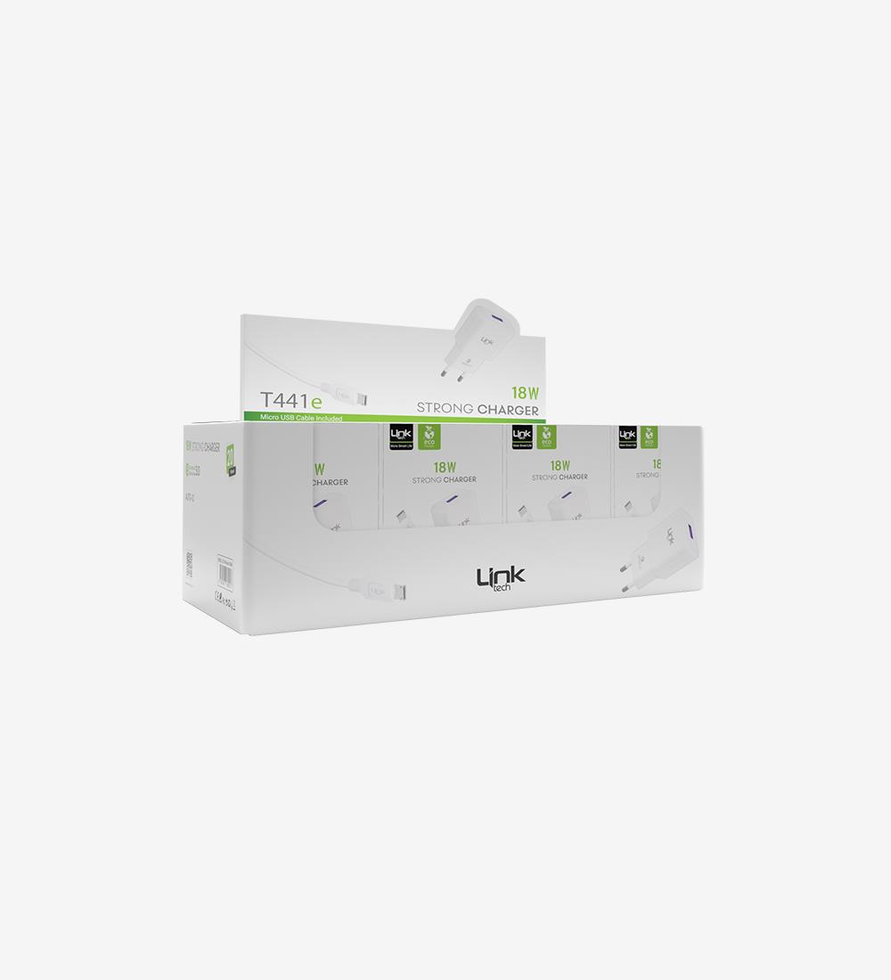 T441e Strong Çevre Dostu 18W Hızlı Micro USB Kablolu Şarj Aleti 20'li Paket