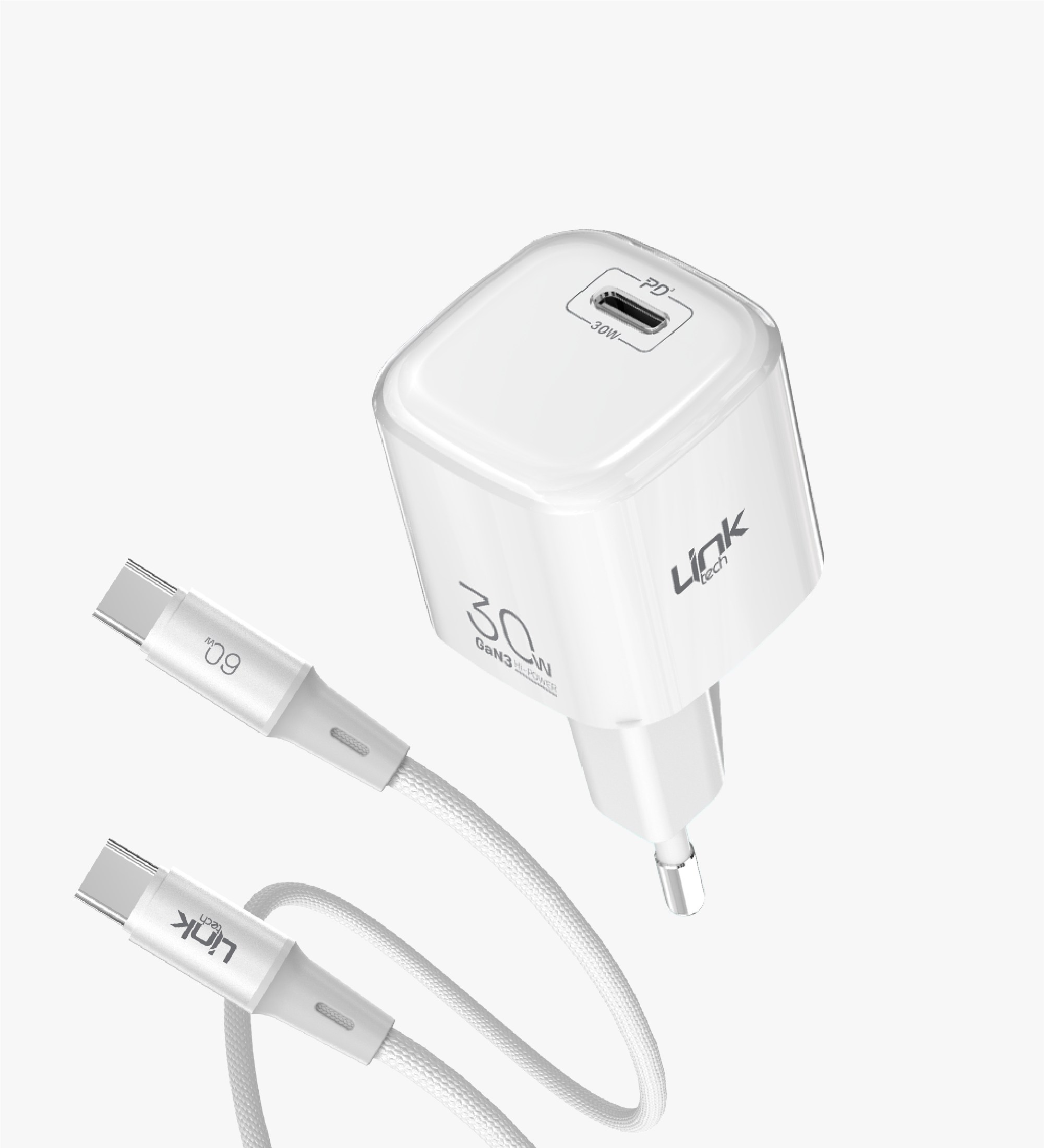 G823 Safe Type-C Kablolu 30W GaN Hızlı Şarj Adaptörü