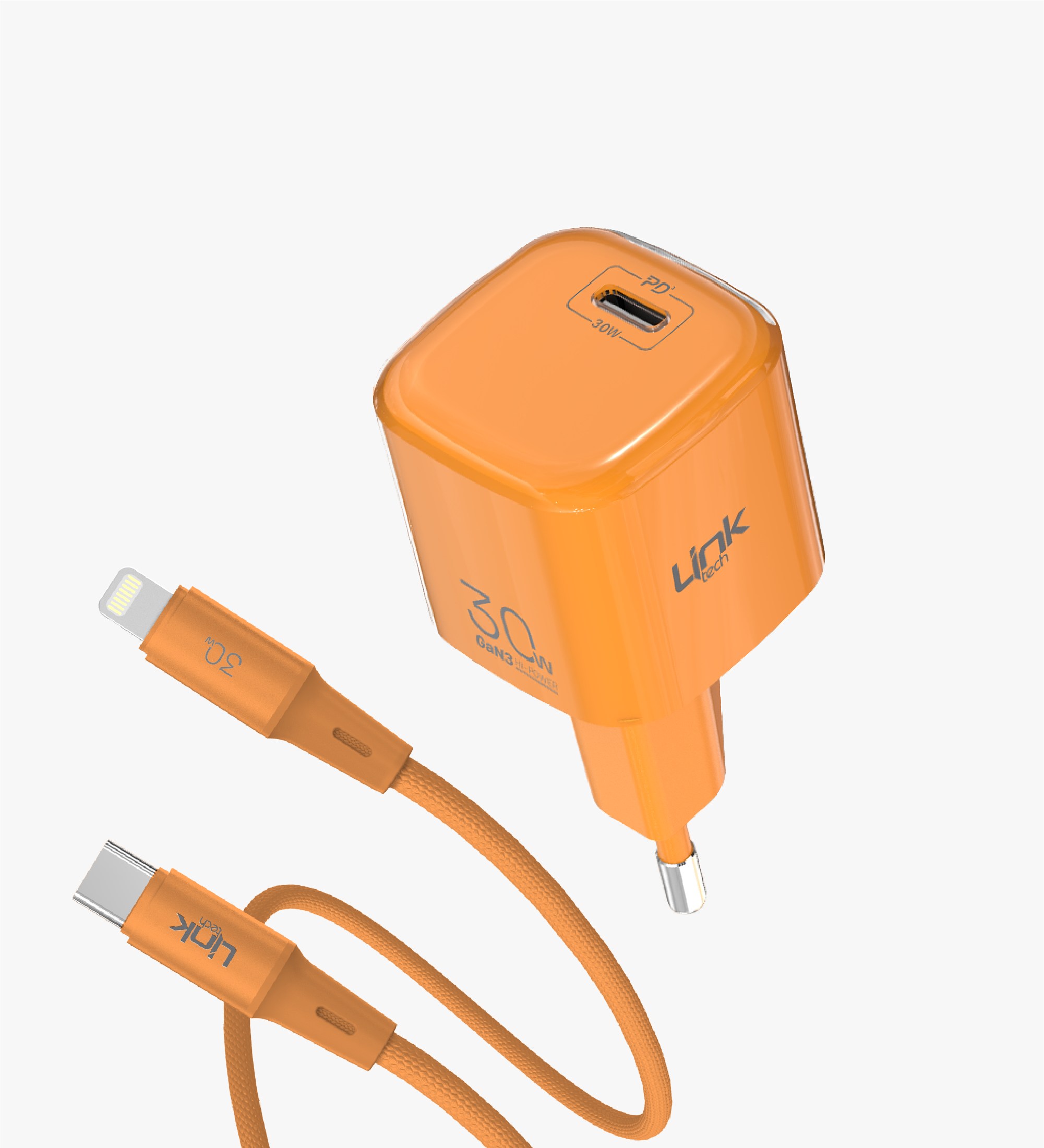 G824 Safe Type-C–Lightning Kablolu 30W GaN Hızlı Şarj Adaptörü