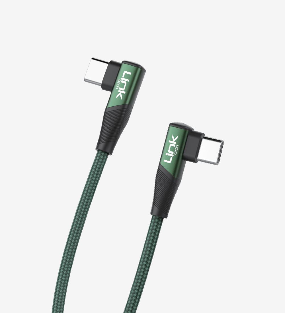 K595 Gaming 90° Derece Metalik Başlıklı 1500mm 3A 60W Örgülü Tip-C Tip-C Şarj Kablosu